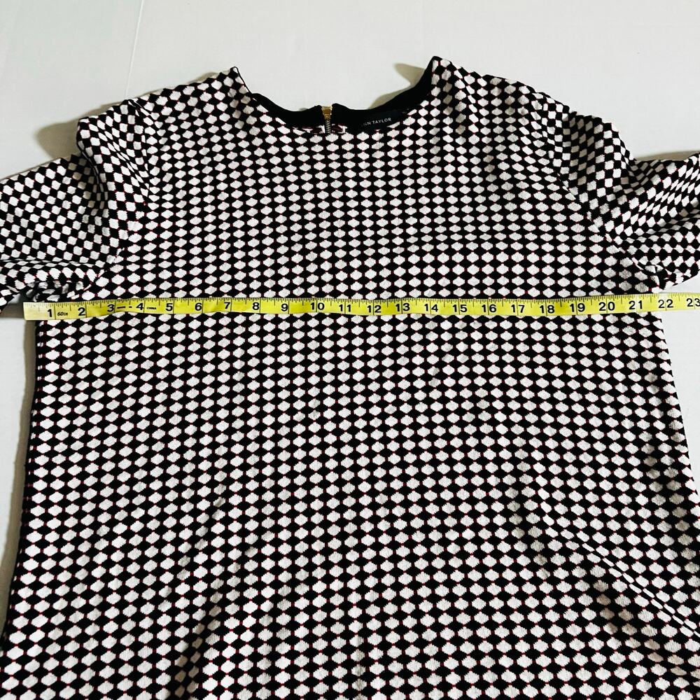 Ann Taylor Gingham Short Sleeve Knit Sweater Top Size XL Red White Black - Picture 4 of 6